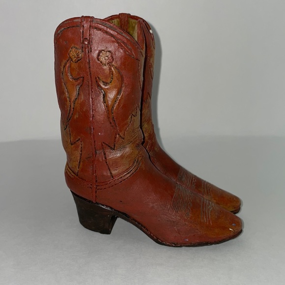 Mini Glass Ceramic Cowboy Boot Pen Holder Western Cowboy Decor - Picture 4 of 14